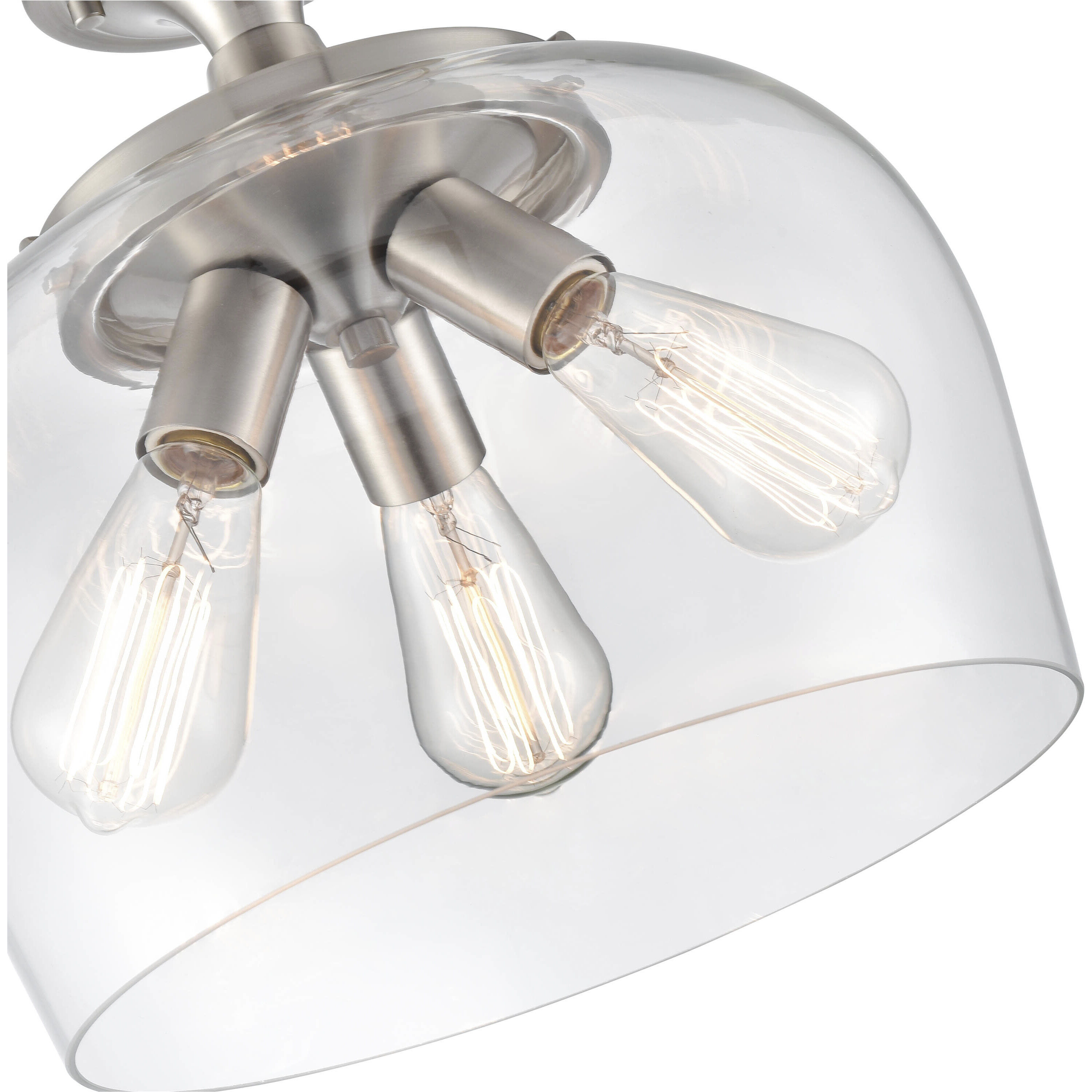 Ashford 3 Light 13 inch Brushed Nickel Semi-Flush Mount Ceiling Light